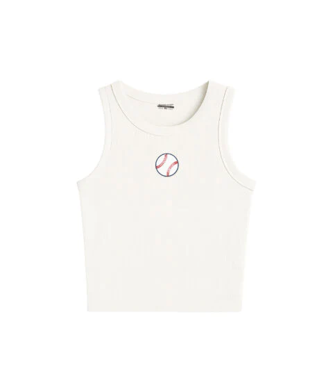 Image of Baseball Embroidered High Neck Tank