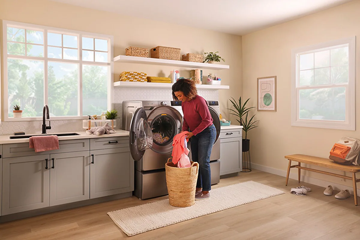 Person doing laundry