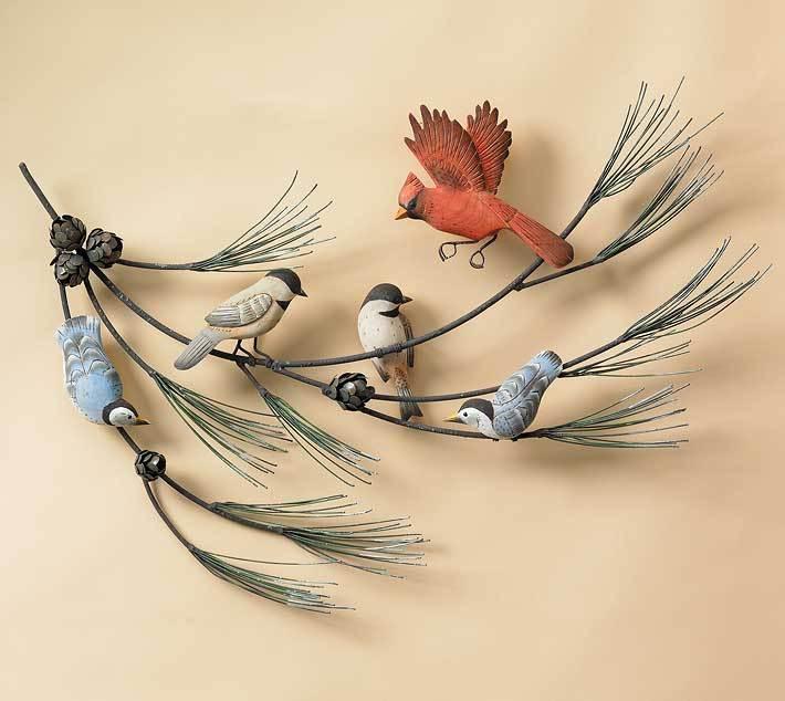 Image of Birds on Pine Branch