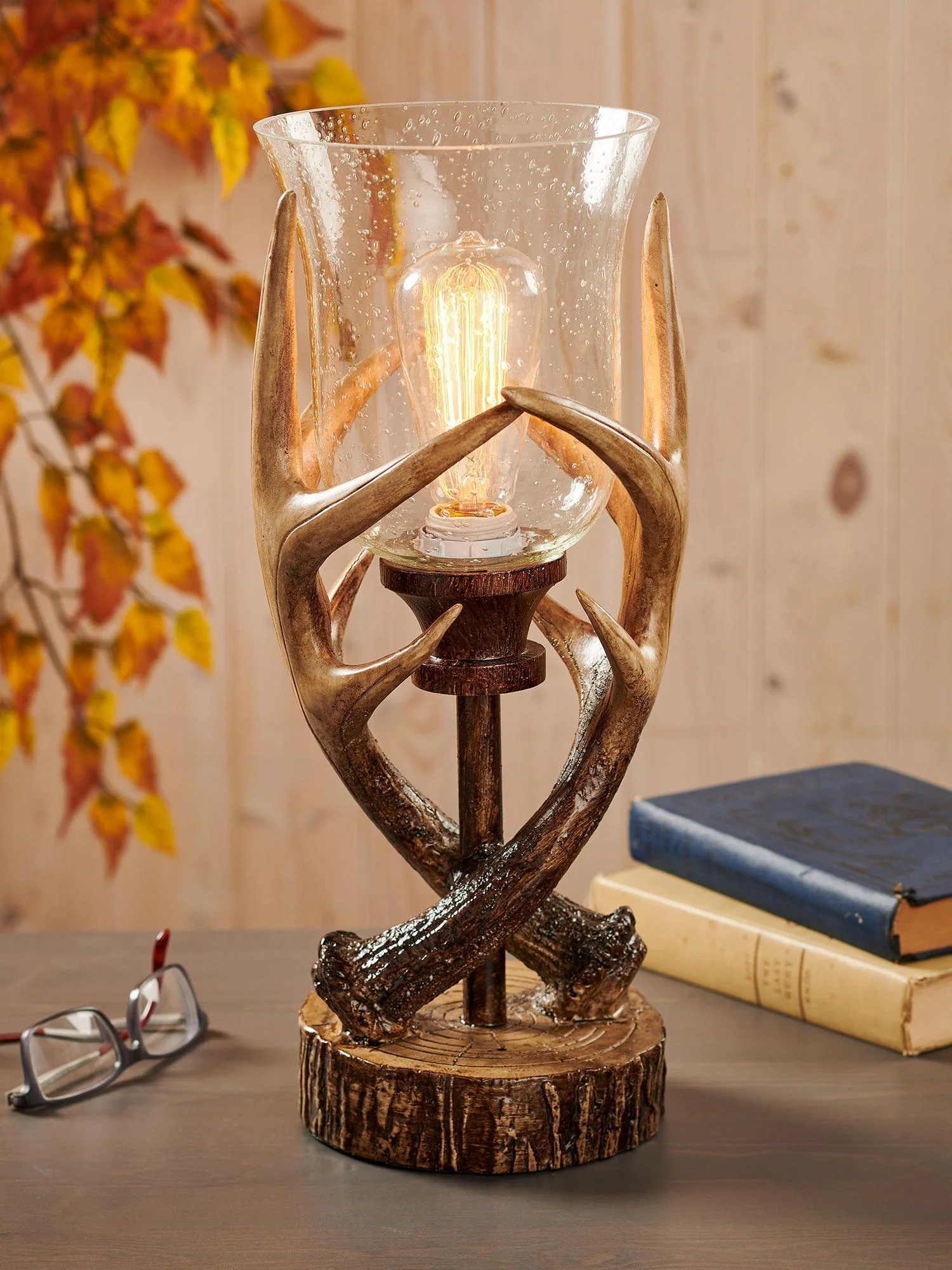 Image of Antler Glass Globe Light - Table Lamp