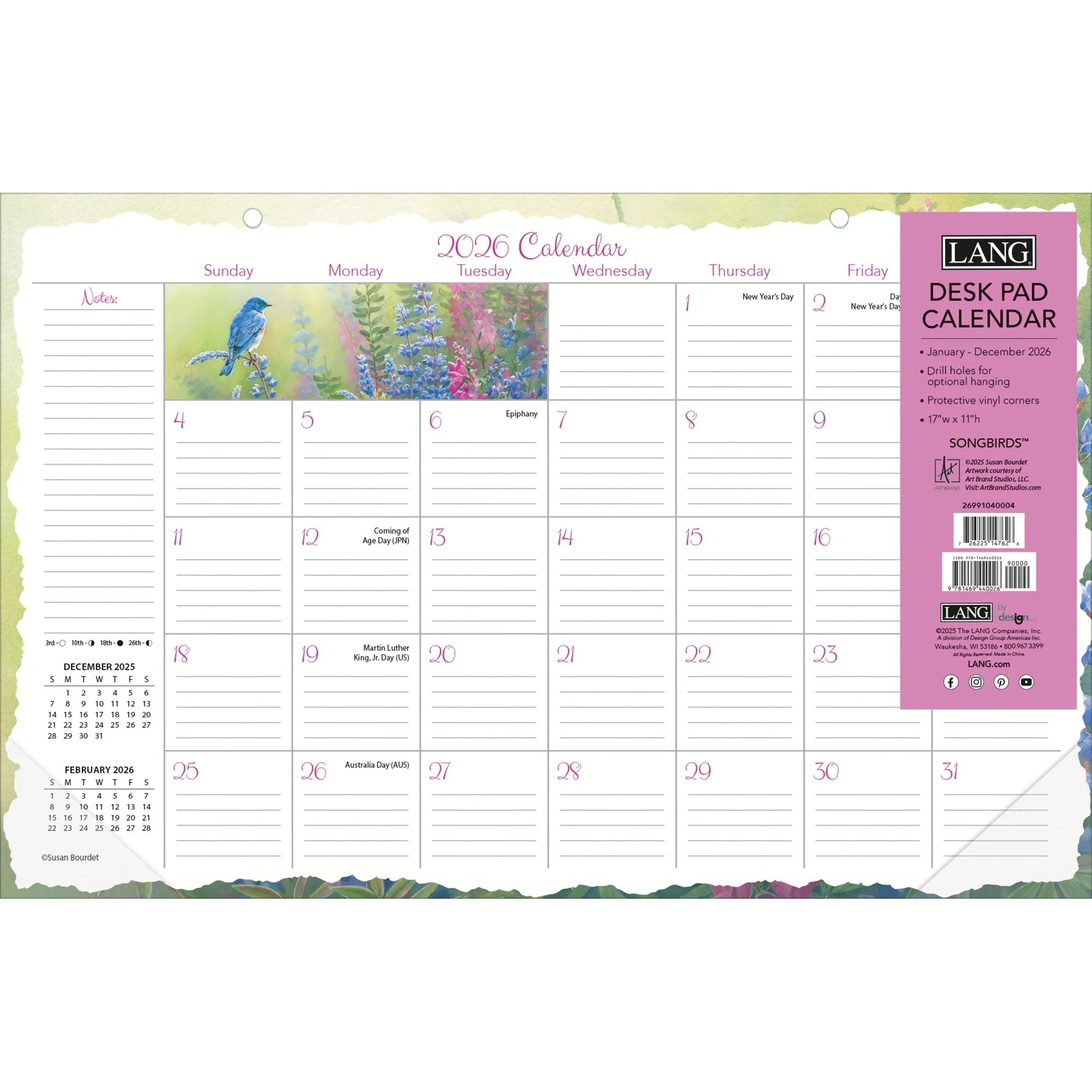Image of Songbirds™ - 11" x 17" 2026 Desk Pad Calendar