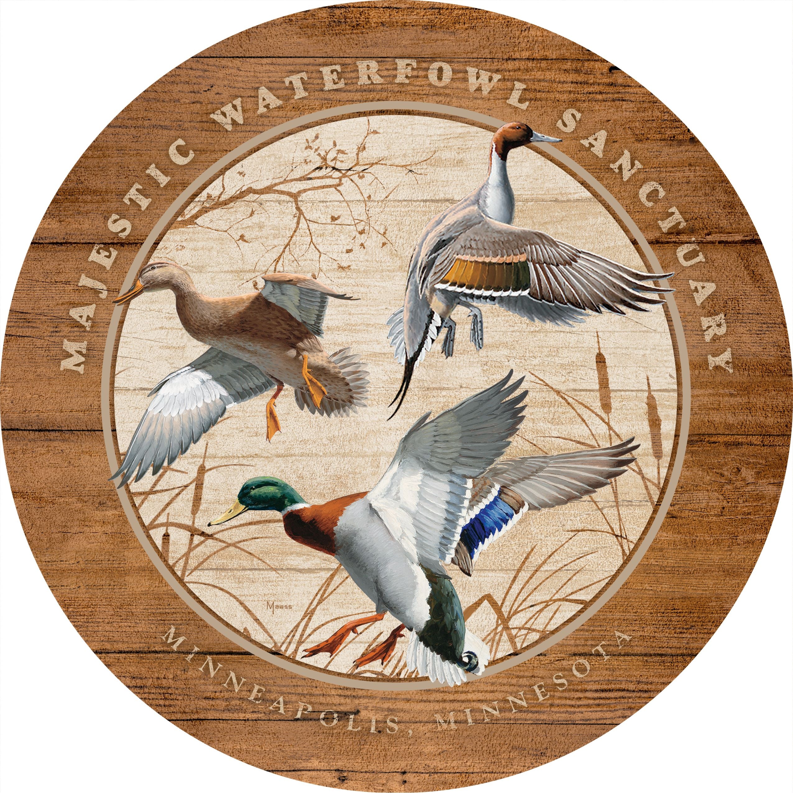 Image of Waterfowl - 12.5" Round Wood Sign