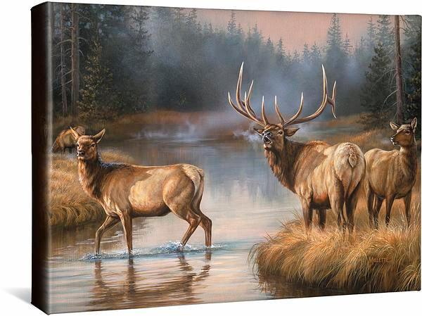 Image of Autumn Mist-Elk - 13" x 18" Gallery Wrapped Canvas