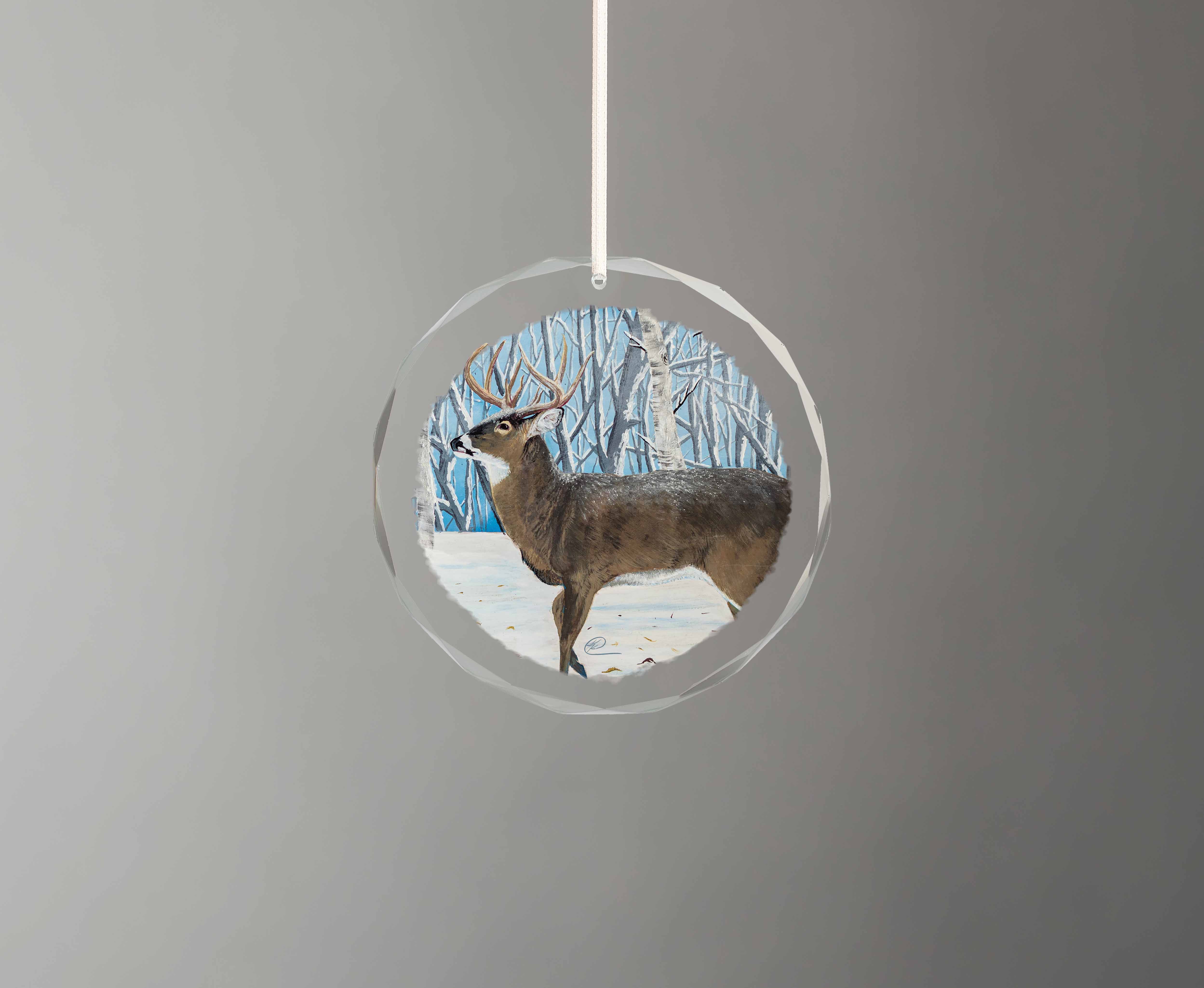 Image of Peaceful Winter - Round Glass Ornament