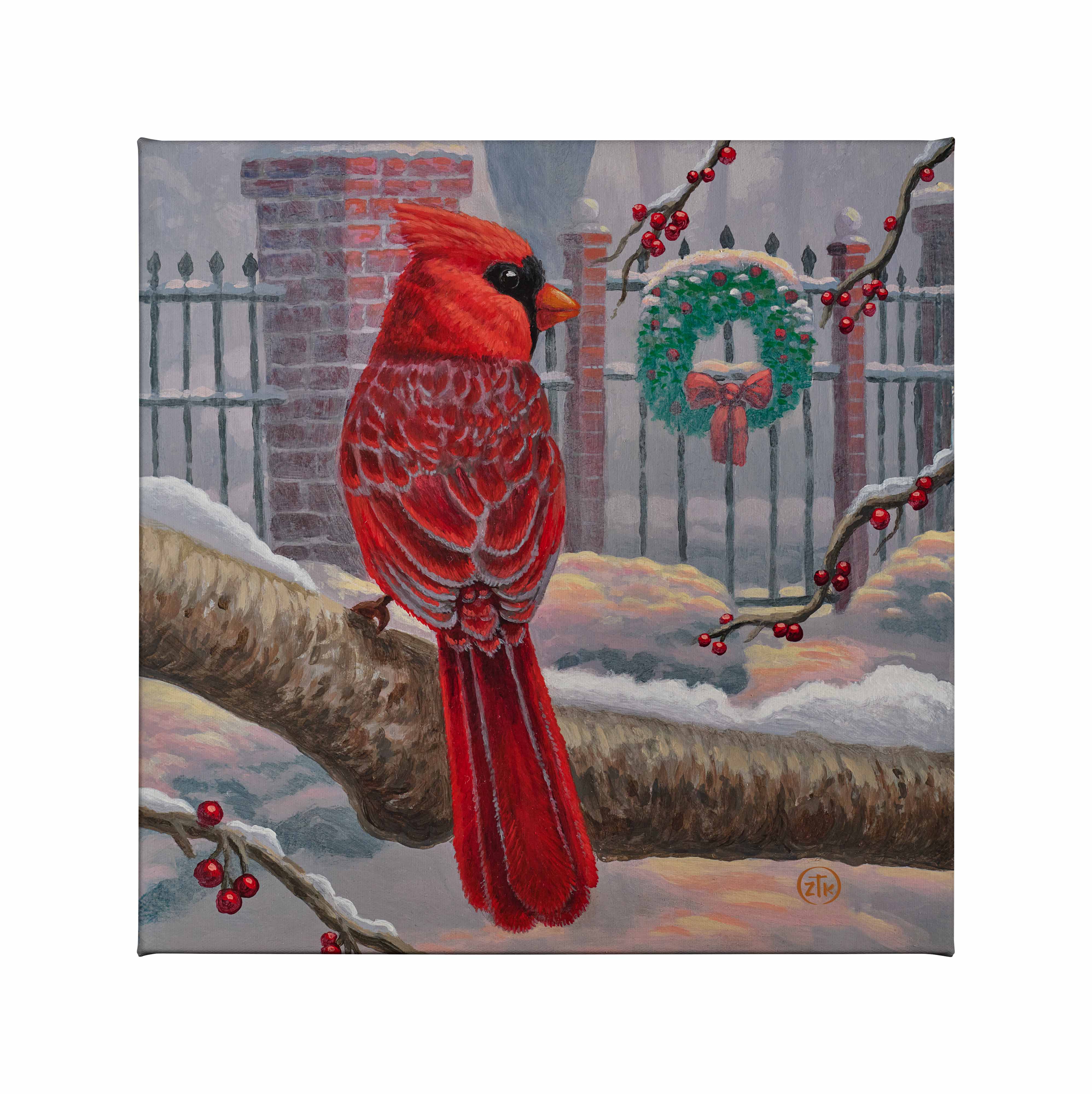 Image of Winter Red - 14" x 14" Gallery Wrapped Canvas