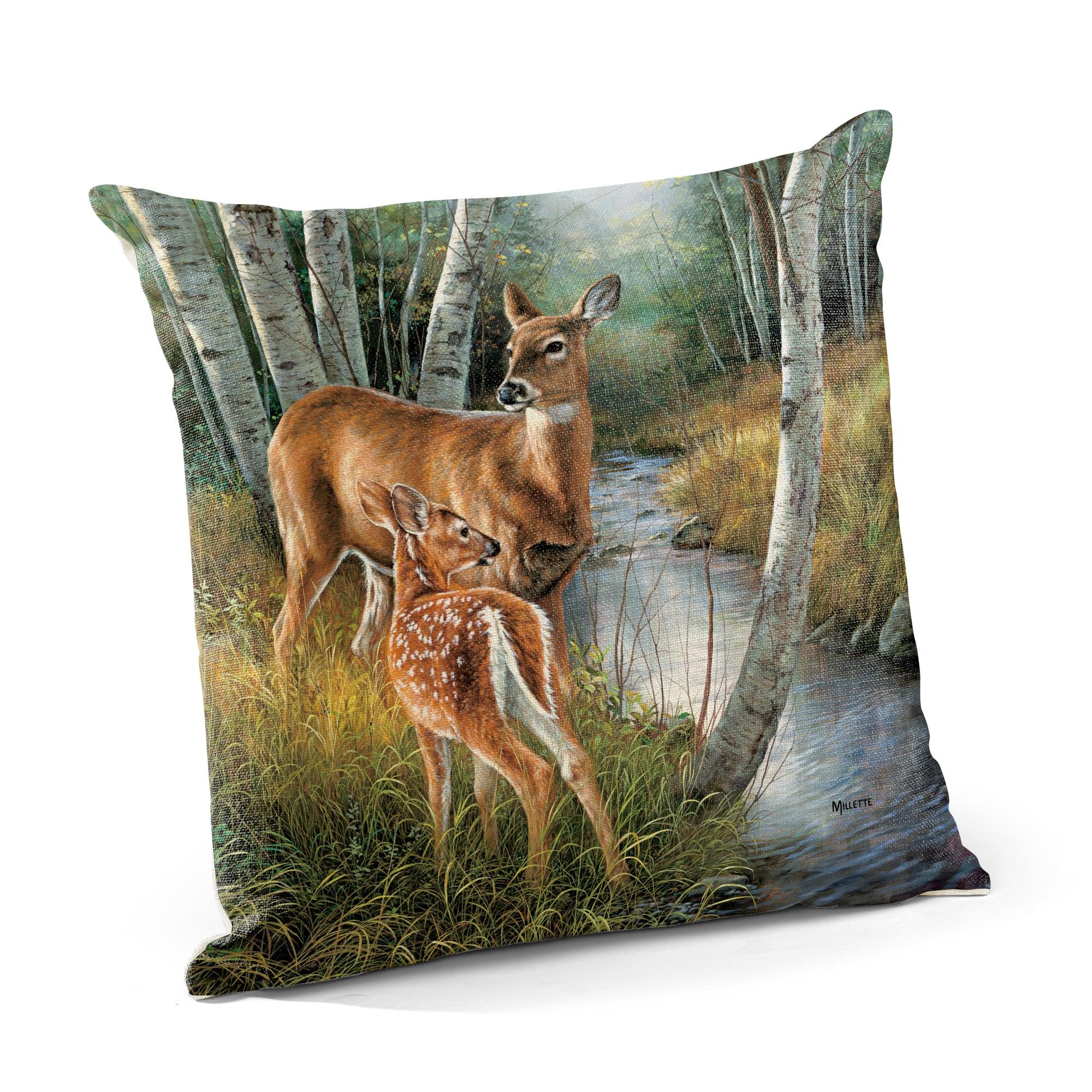 Image of Birch Creek Whitetail Deer 18" Decorative Pillow