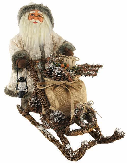 Image of Woodsman on Mushing Sled - 18" Santa