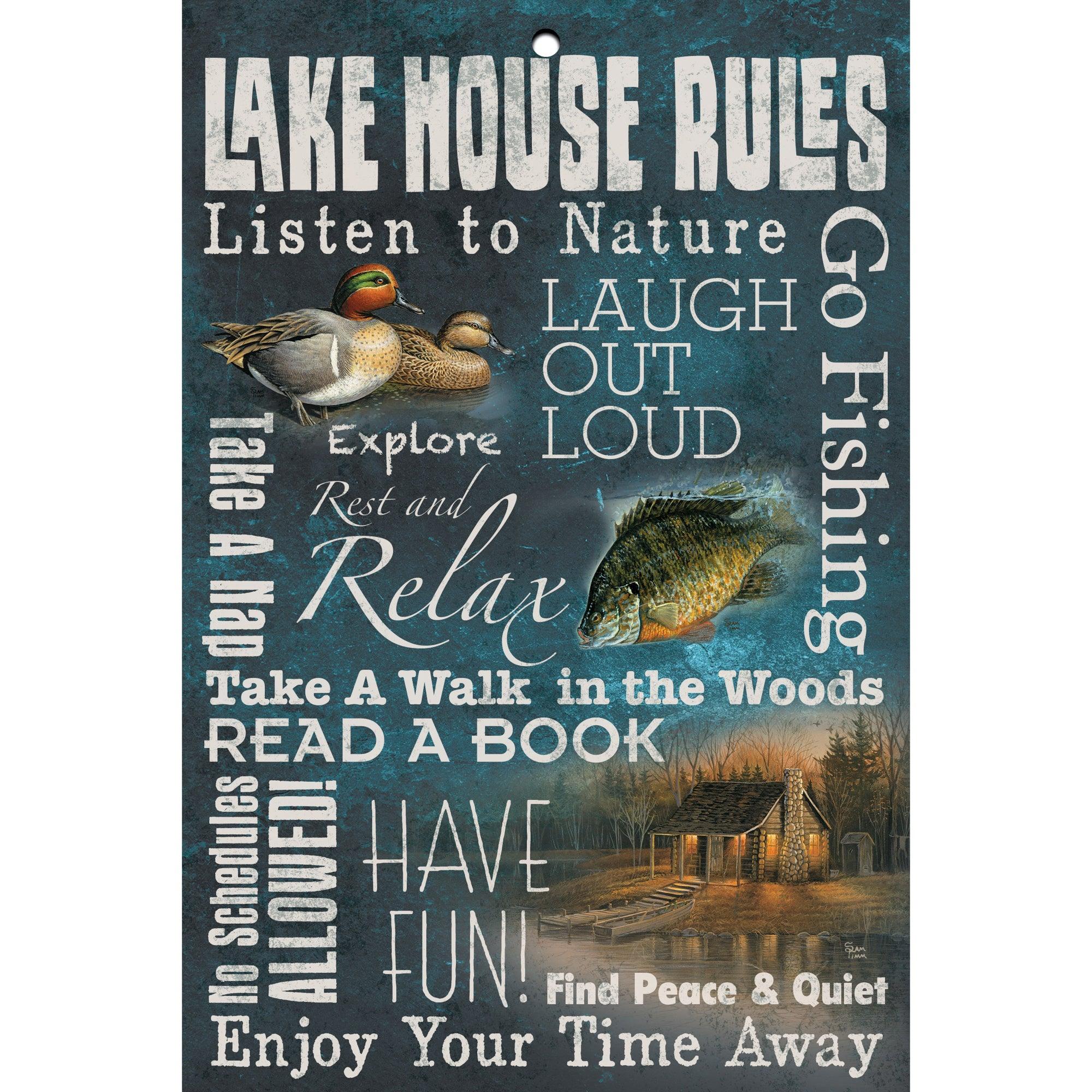 Image of Lake House Rules - 8" x 12" Wood Sign