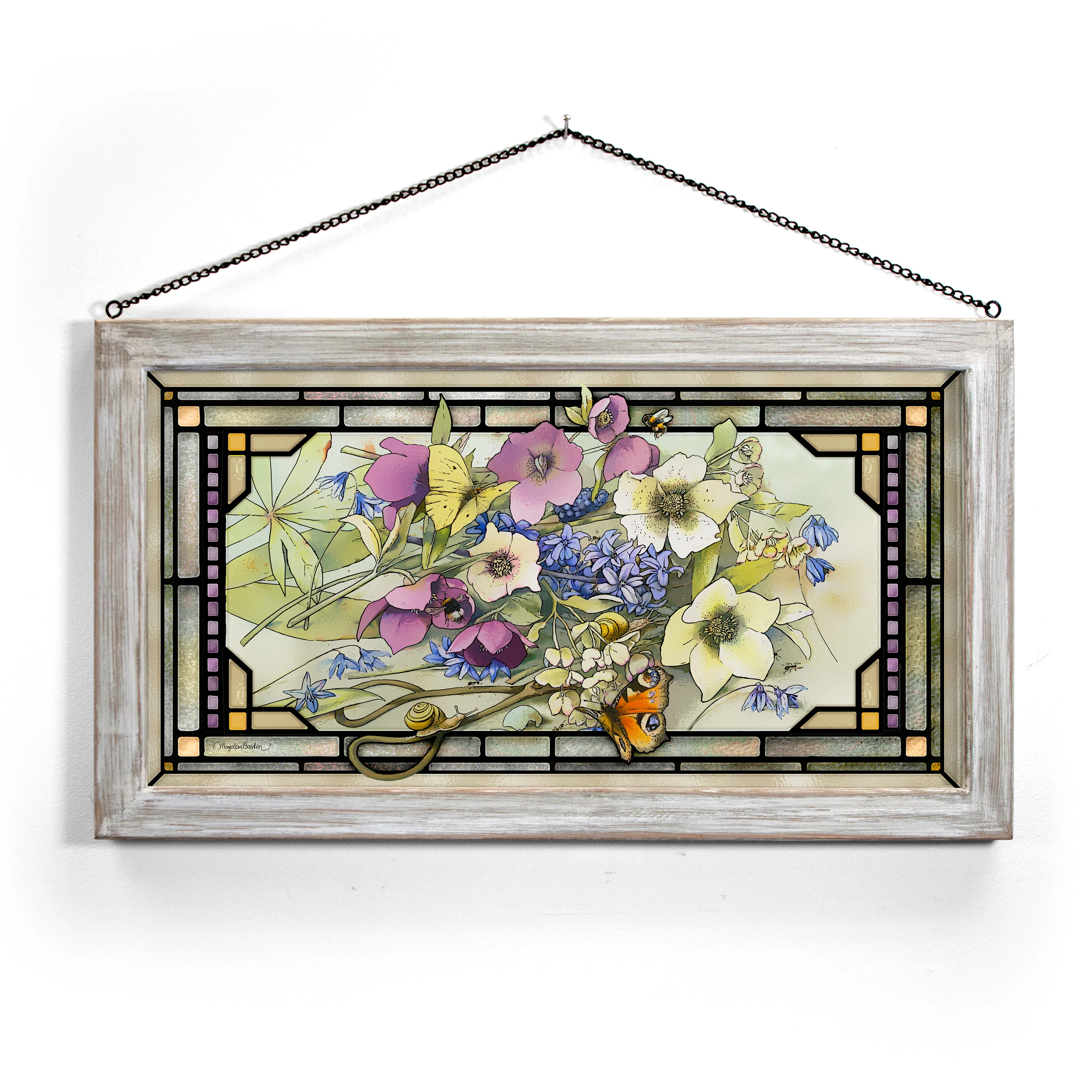 Image of Gardener's Delight - 13" x 23" Stained Glass Art