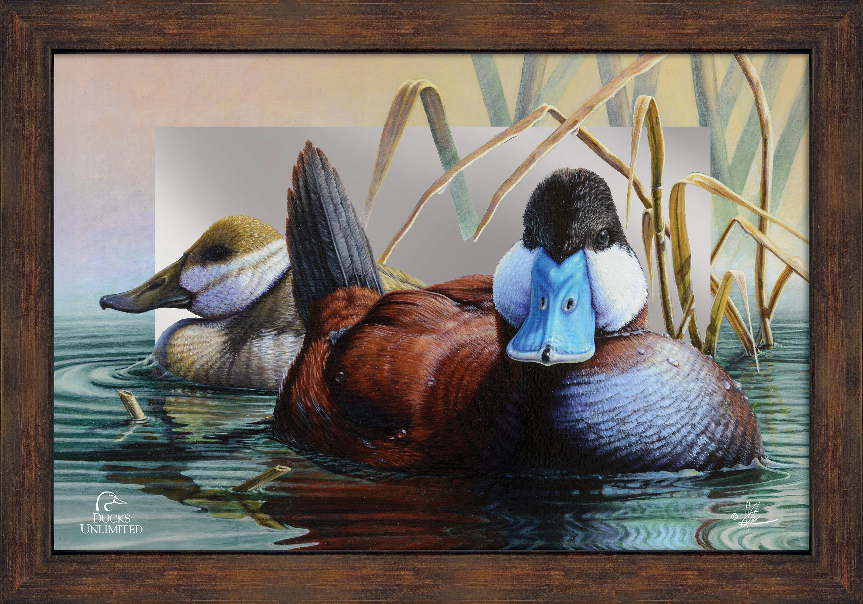 Image of Day spring 16" x 24" Mirror Framed Barnwood - Official Ducks Unlimited Art