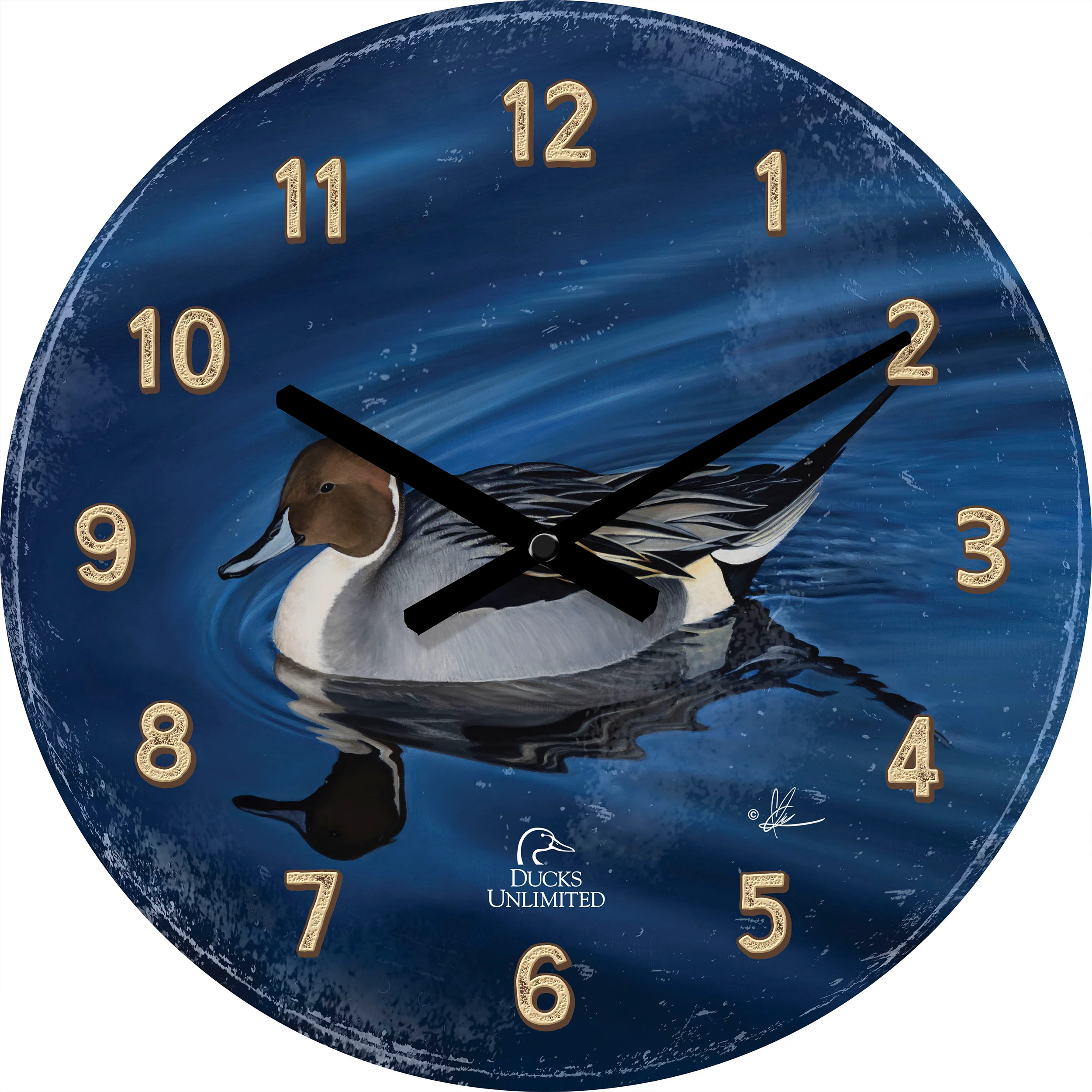 Image of Calm Blue Water 21" Round Clock - Official Ducks Unlimited Art
