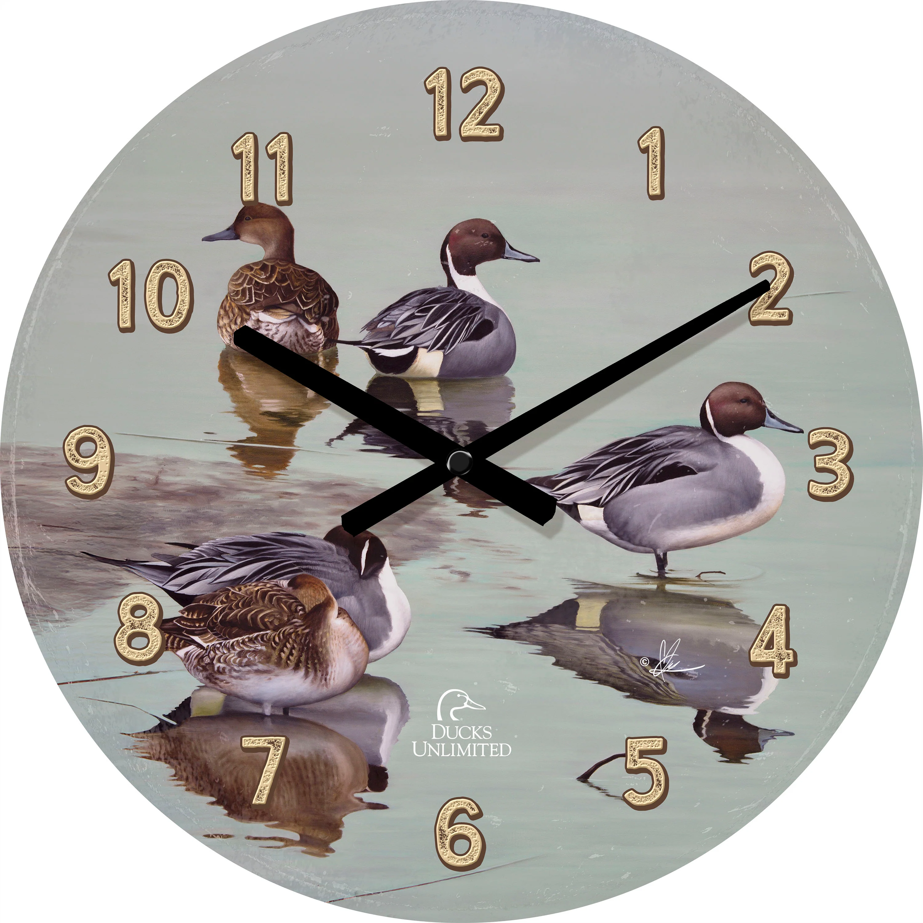 Image of Overcast  21" Round Clock - Official Ducks Unlimited Art