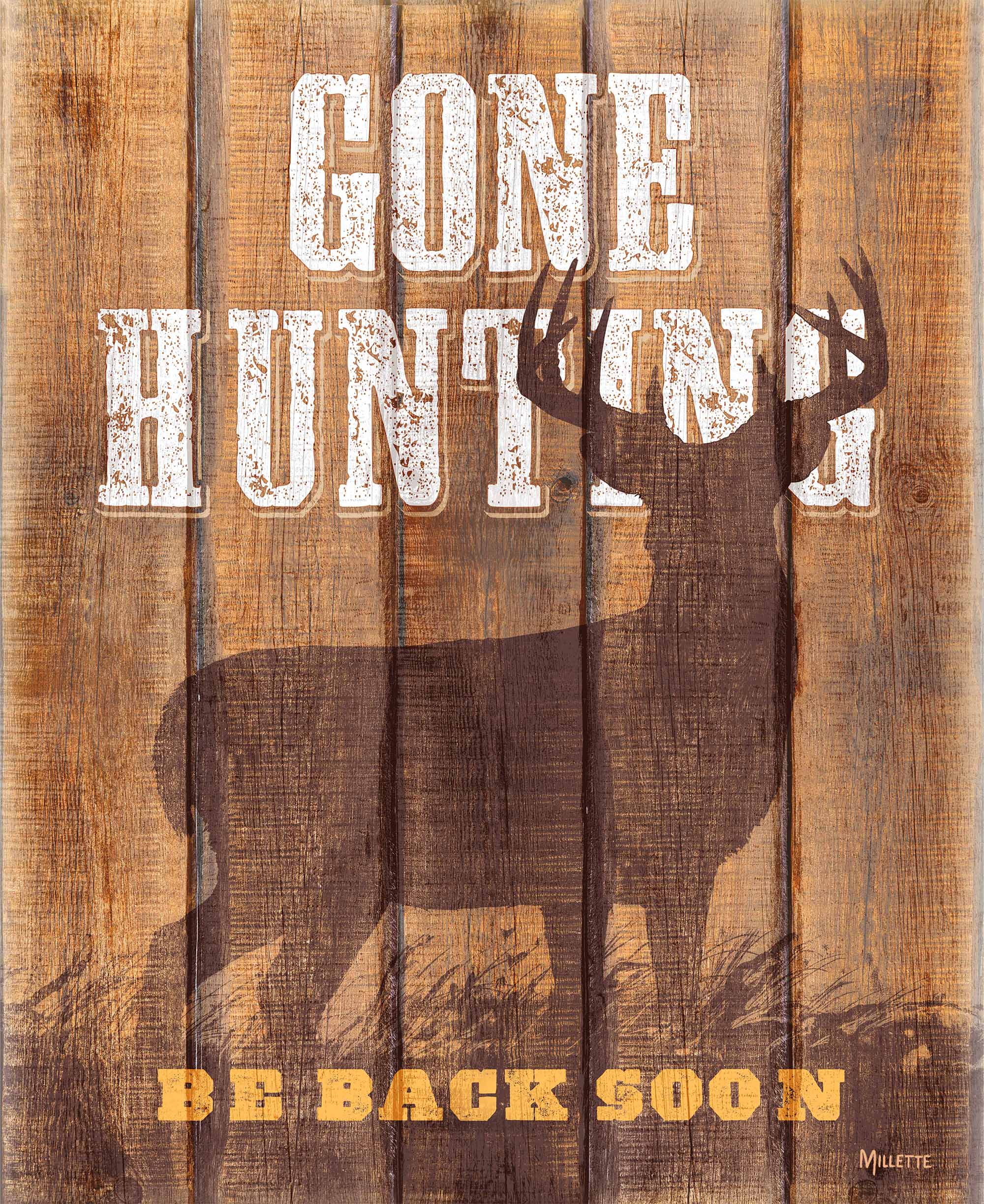Image of Gone Hunting Whitetail Deer - 18" x 22" Pallet Wall Art