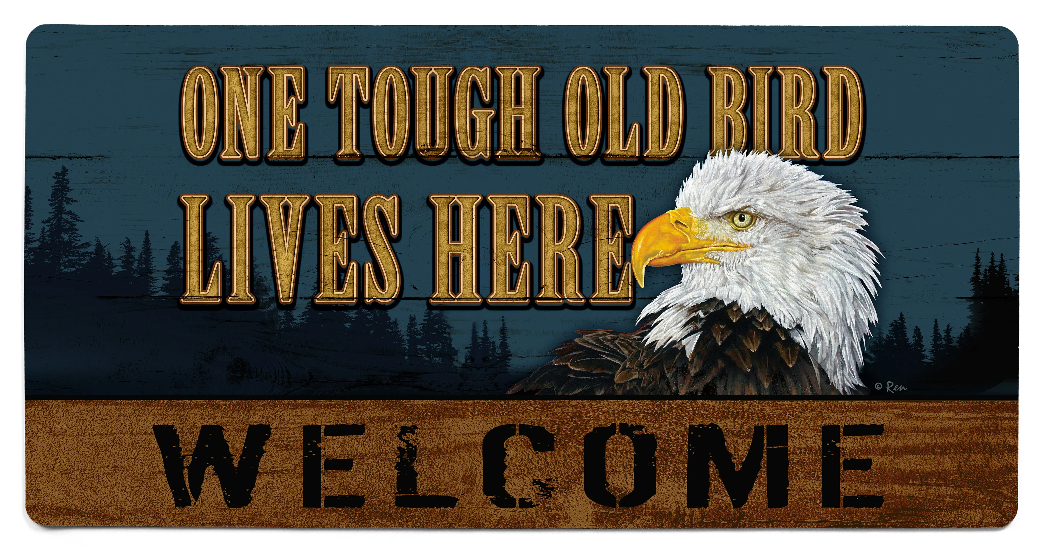 Image of One Tough Old Bird Lives Here - Bald Eagle - 2' x 4' Floor Mat