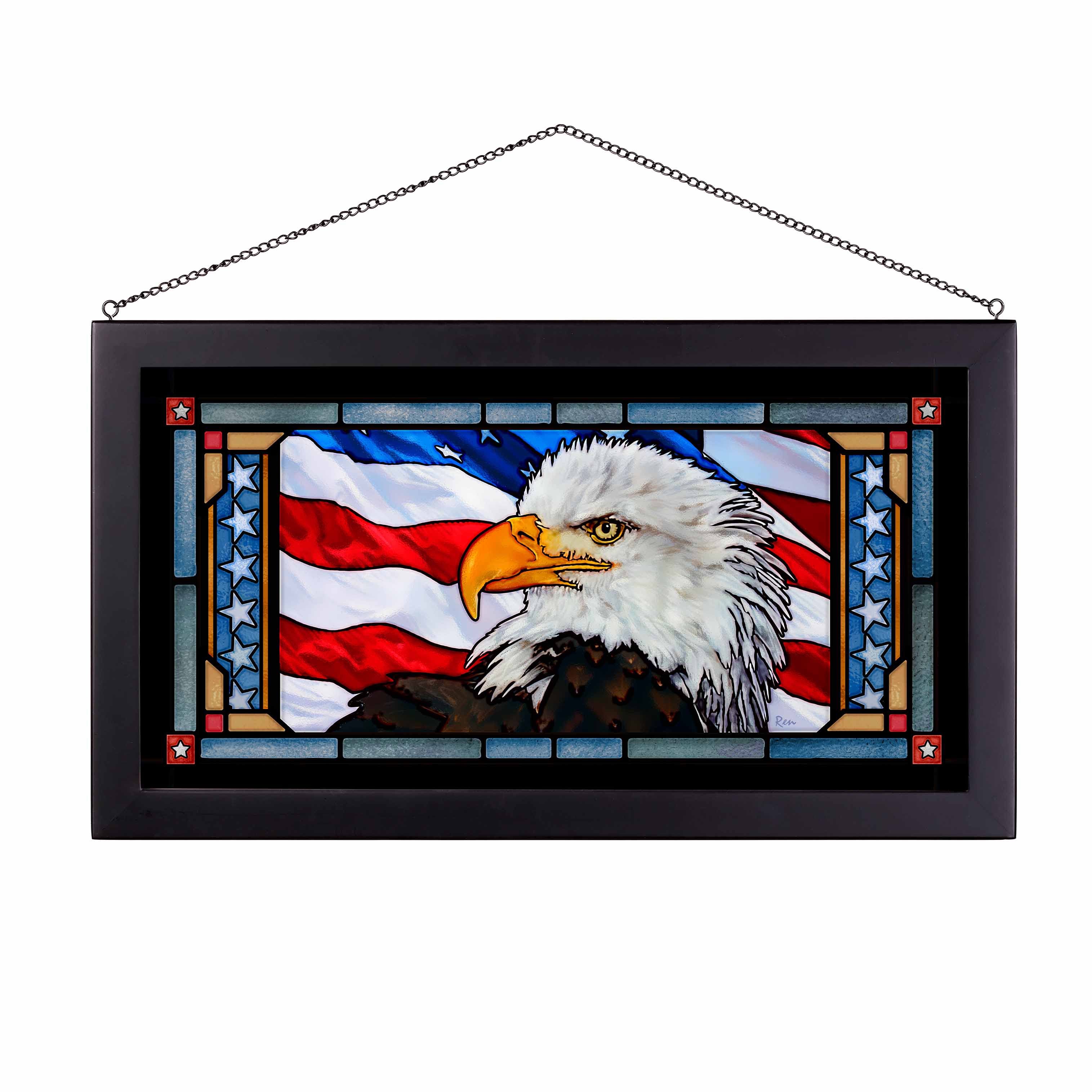 Image of Let Freedom Ring - Bald Eagle - 13" x 23" Stained Glass Art