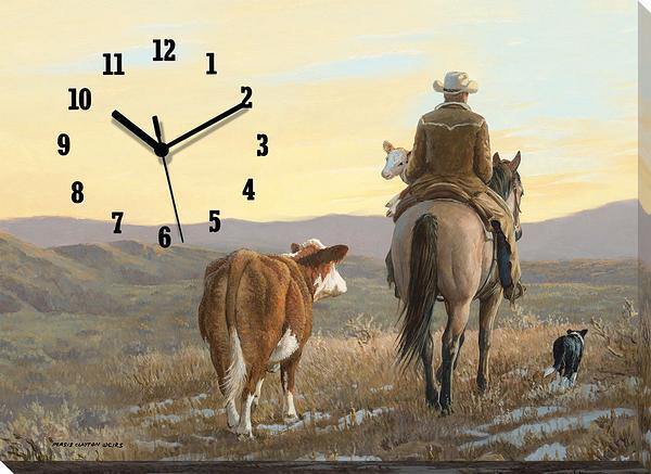 Image of Almost Home - Cowboy - Canvas Clock