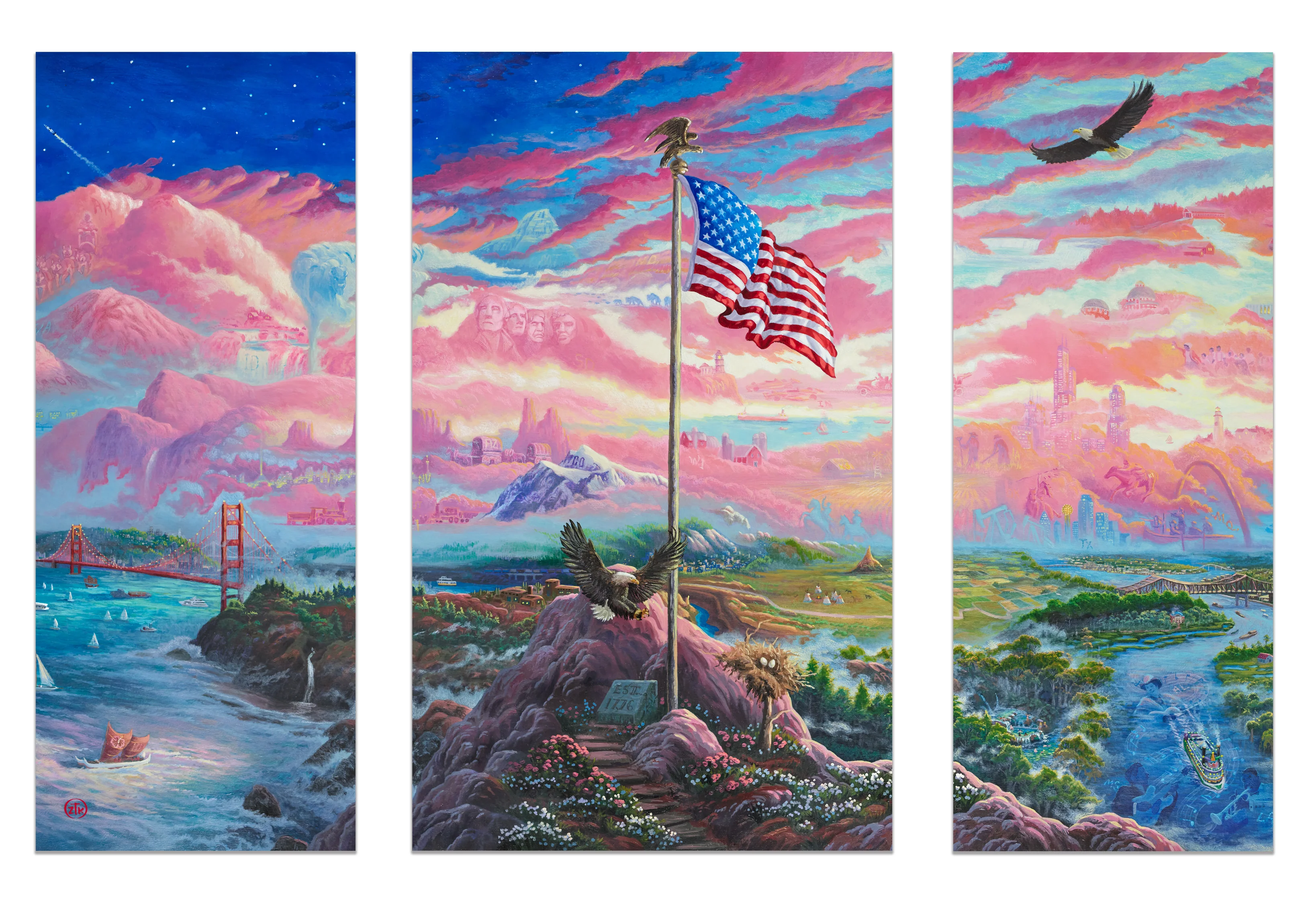 Image of From Sea to Shining Sea - Triptych Wood Signs