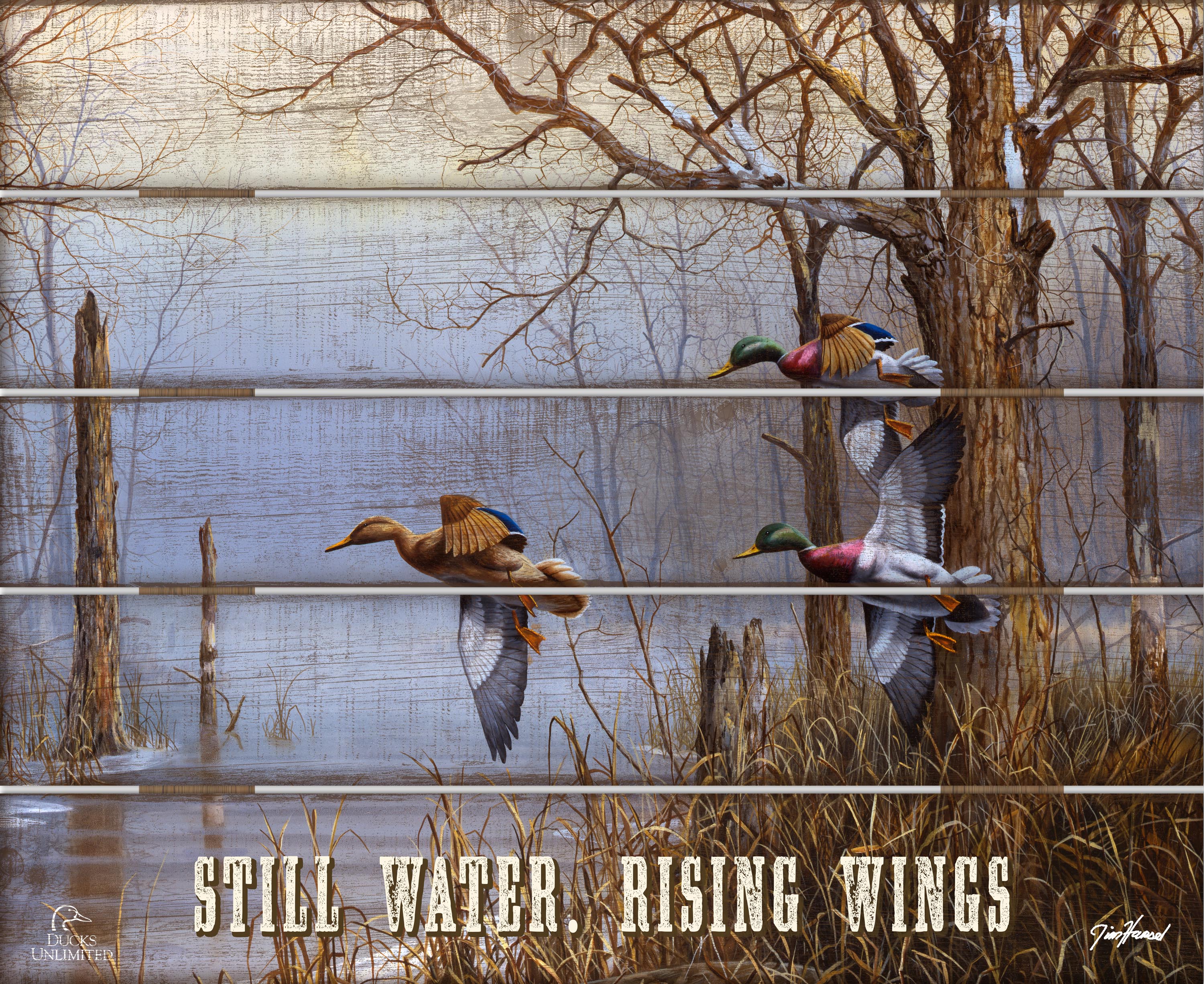 Image of After the Thaw "Still Water. Rising Wings."  18" x 22" Pallet Wall Art - Official Ducks Unlimited Art