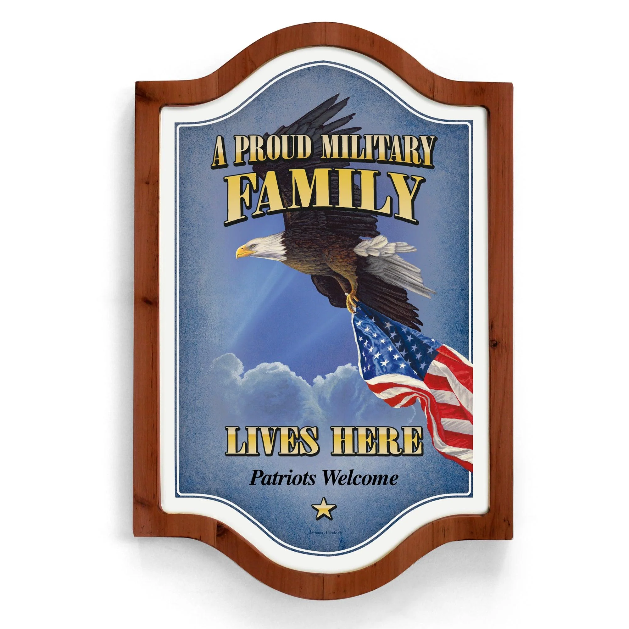 Image of Proud Military Family - 12.25" x  18.5" Vintage Framed Tin Sign
