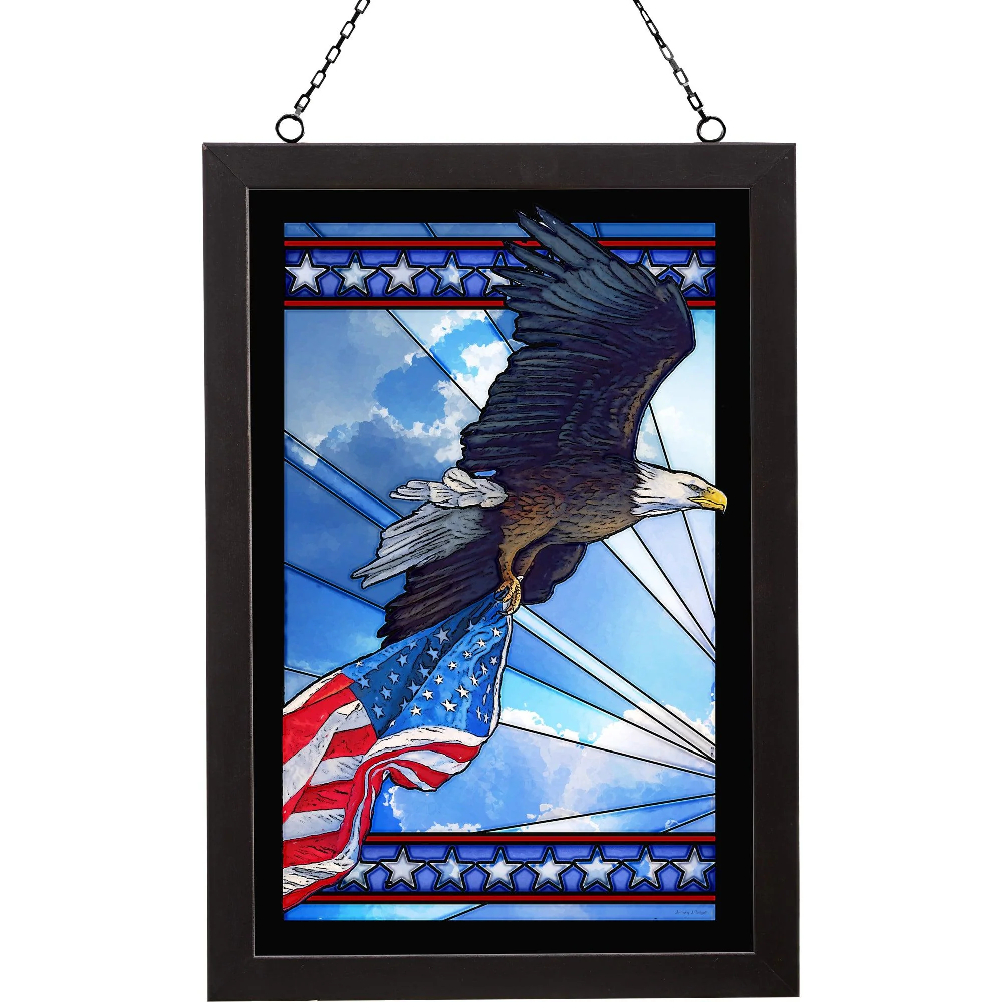 Image of Our Glory - Bald Eagle - 20" x 14" Stained Glass Art