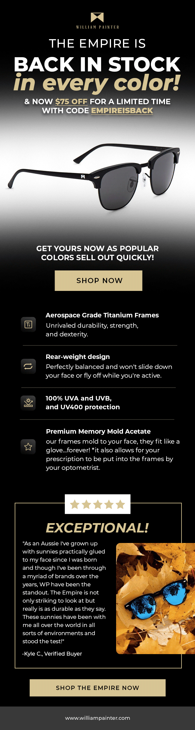 The Empire product page 