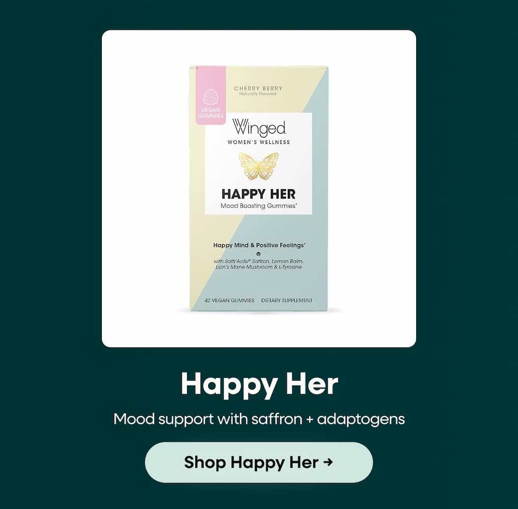 Happy Her | Mood support with saffron + adaptogens | Shop Happy Her →