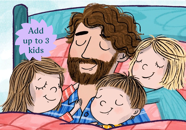 Personalised illustration of dad and his kids