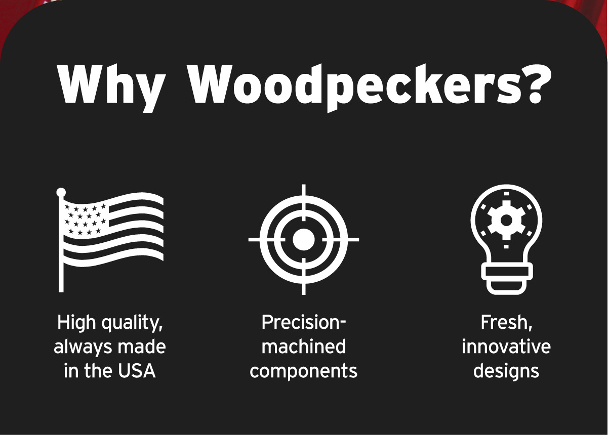 Woodpeckers Are Made In The USA / Precision Machined Components / Innovative Designs