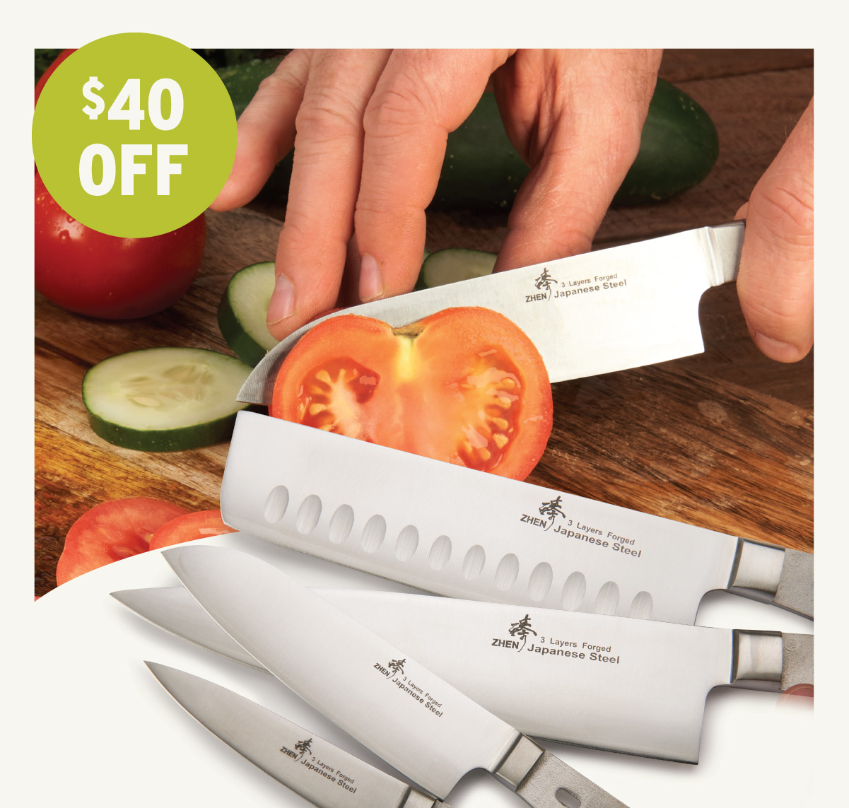 $40 Off ZHEN Paring, Santoku, Nakiti & Chef's Knife Box Set