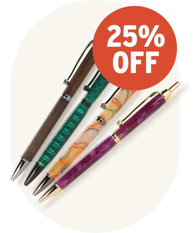 25% Off WoodRiver Slim Style Pen Kits
