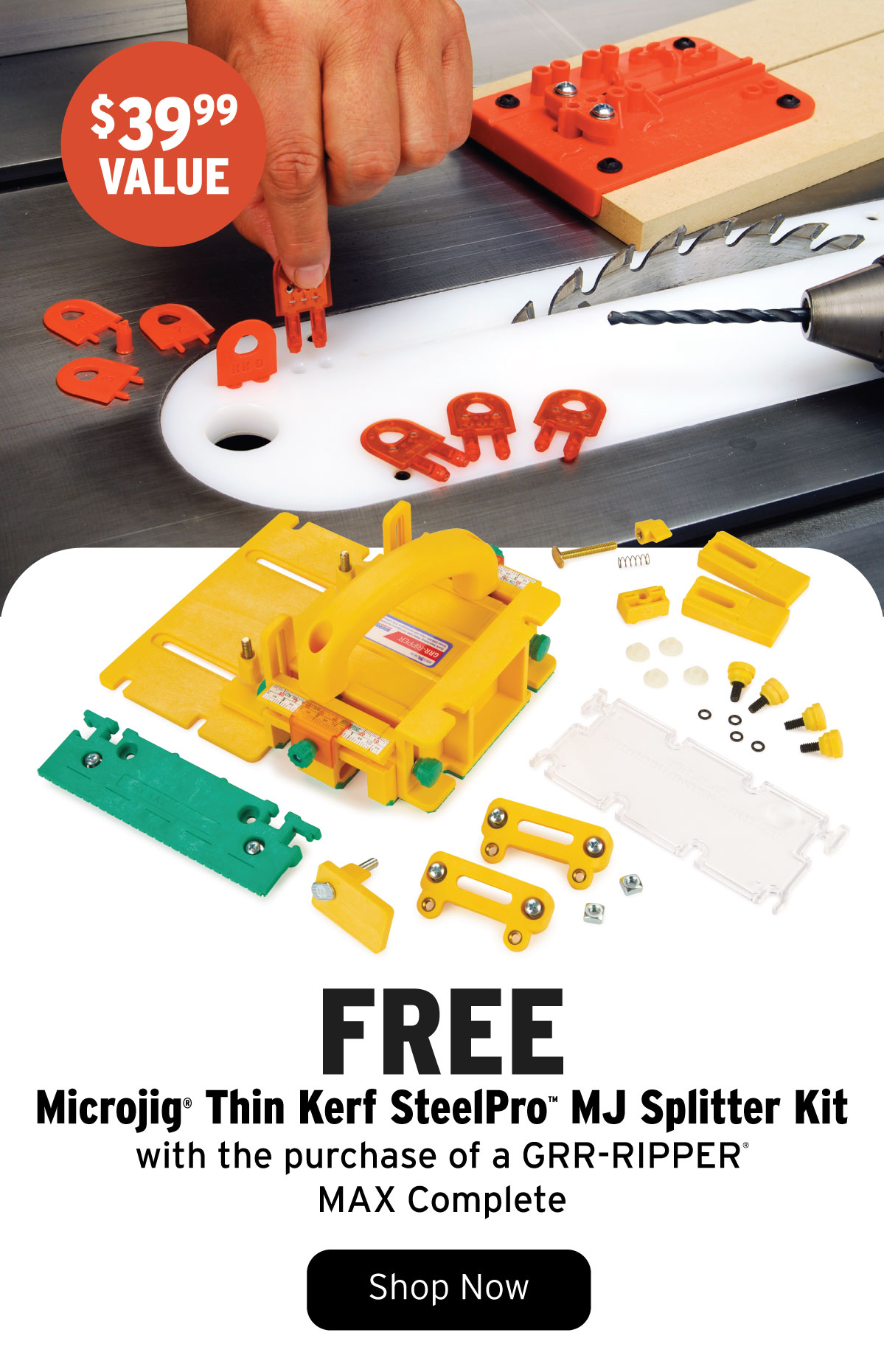 Free Microjig Thin Kerf SteelPro MJ Splitter Kit With Purchase