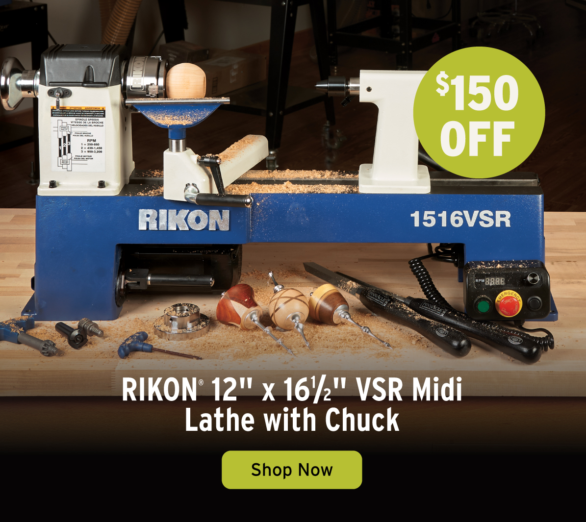 $150 Off Rikon Lathe With Chuck