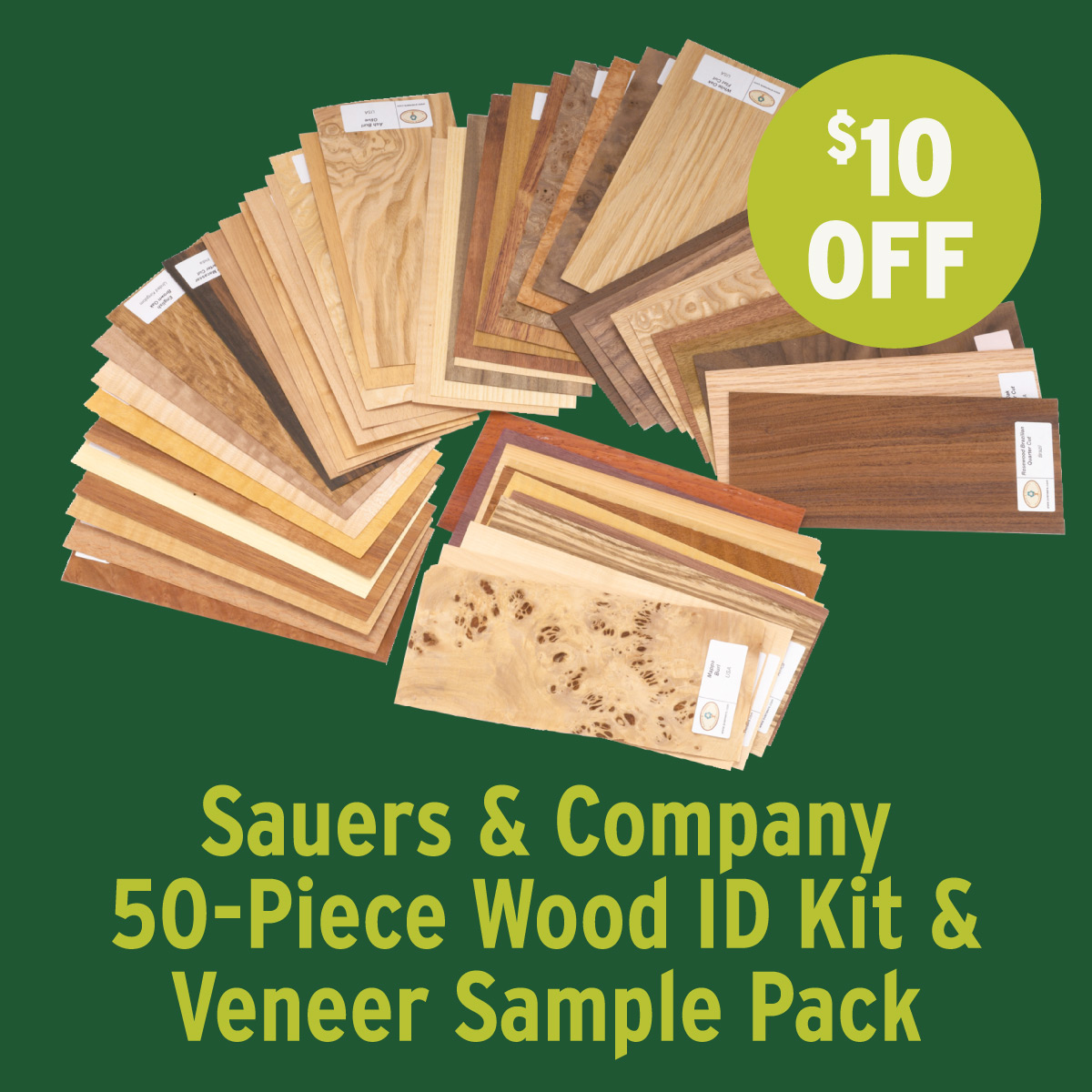 $10 Off Sauers & Company 50-Piece Veneer Sample Pack