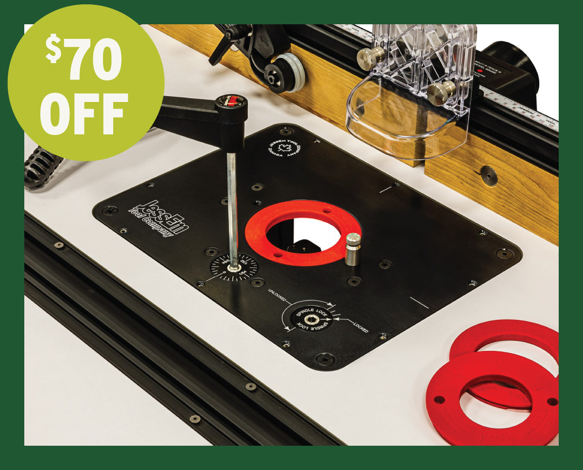 $70 Off JessEm Mast-R-Lift II Router Lift With 9-1/4" x 11-3/4" Plate, # 02120