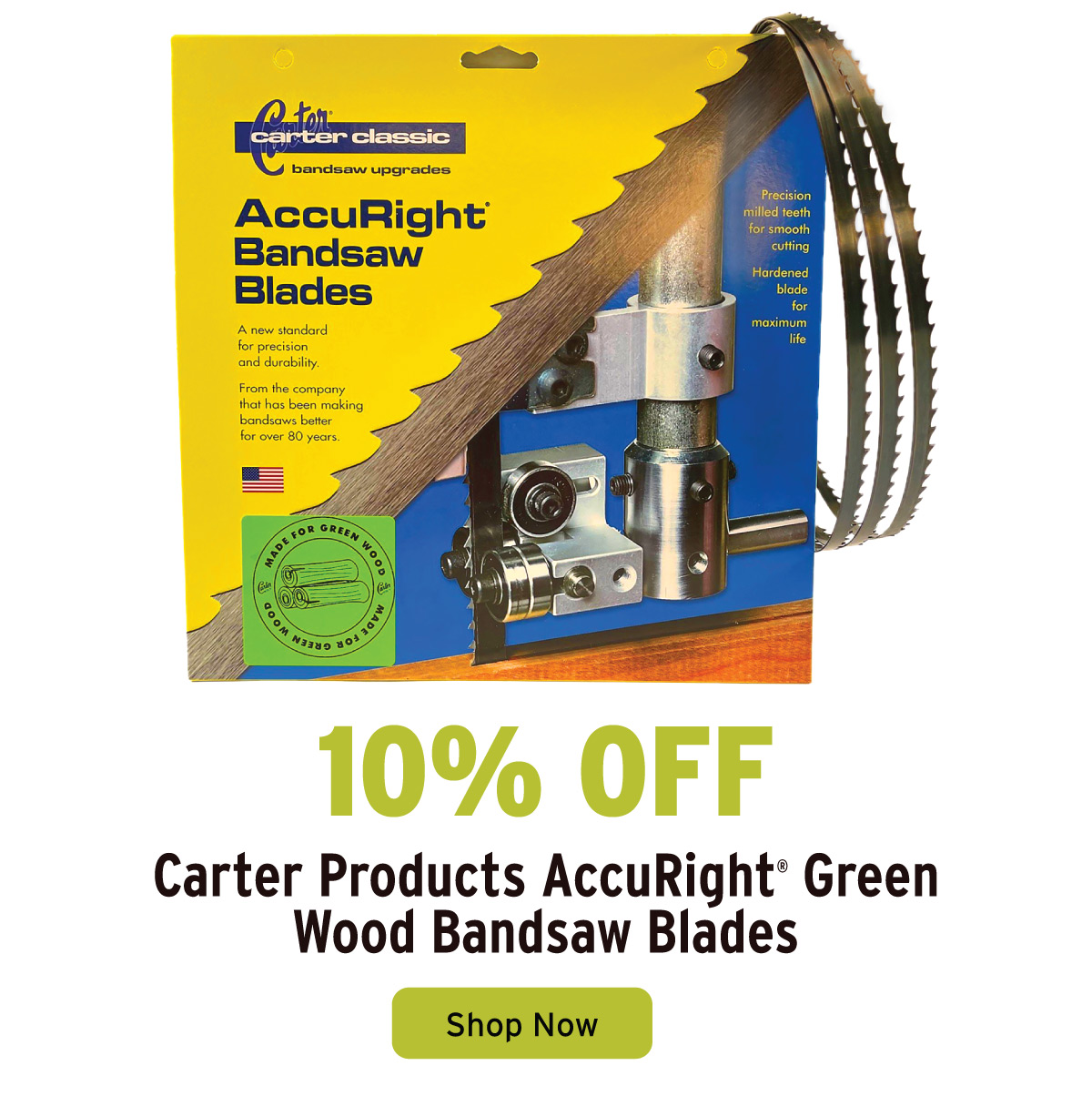 10% Off Carter Products Bandsaw Blades