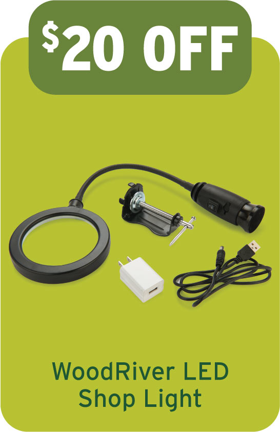 $20 Off WoodRiver LED Shop Light With Magnifying Glass Head