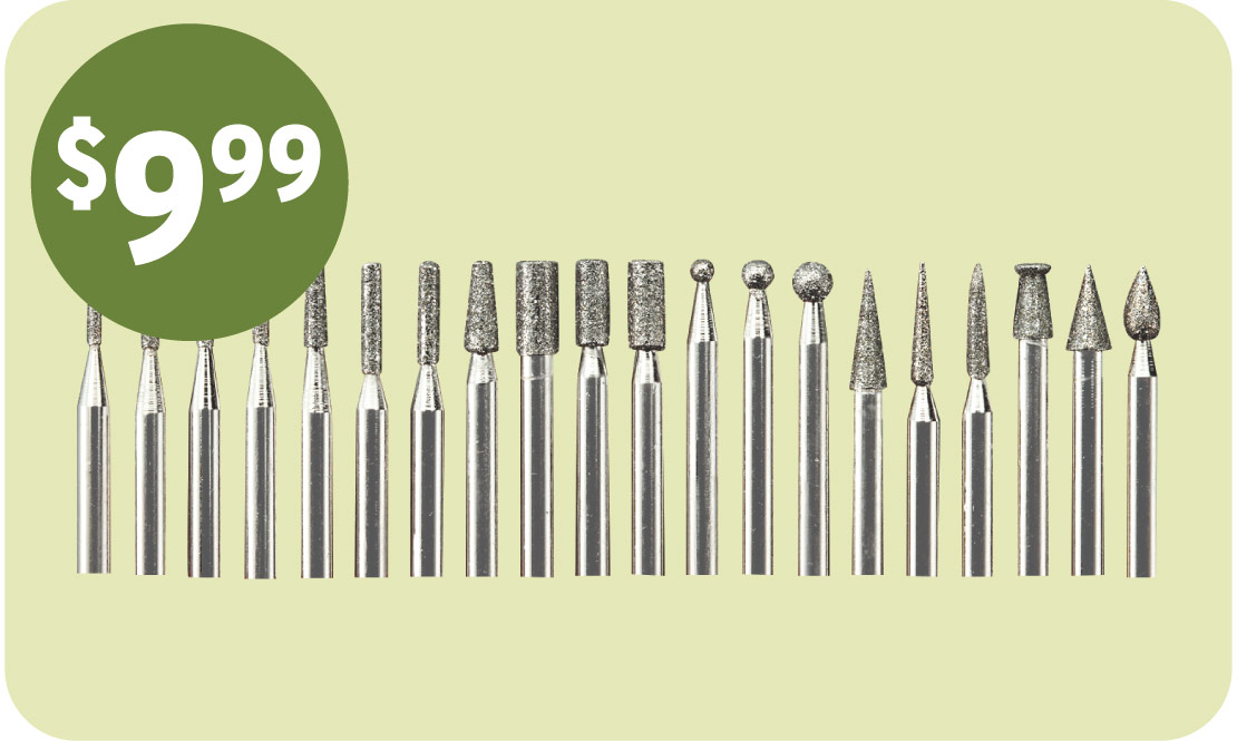 WoodRiver Diamond Dust Carving Burr Set - 1/8" Shank - 20 Pack