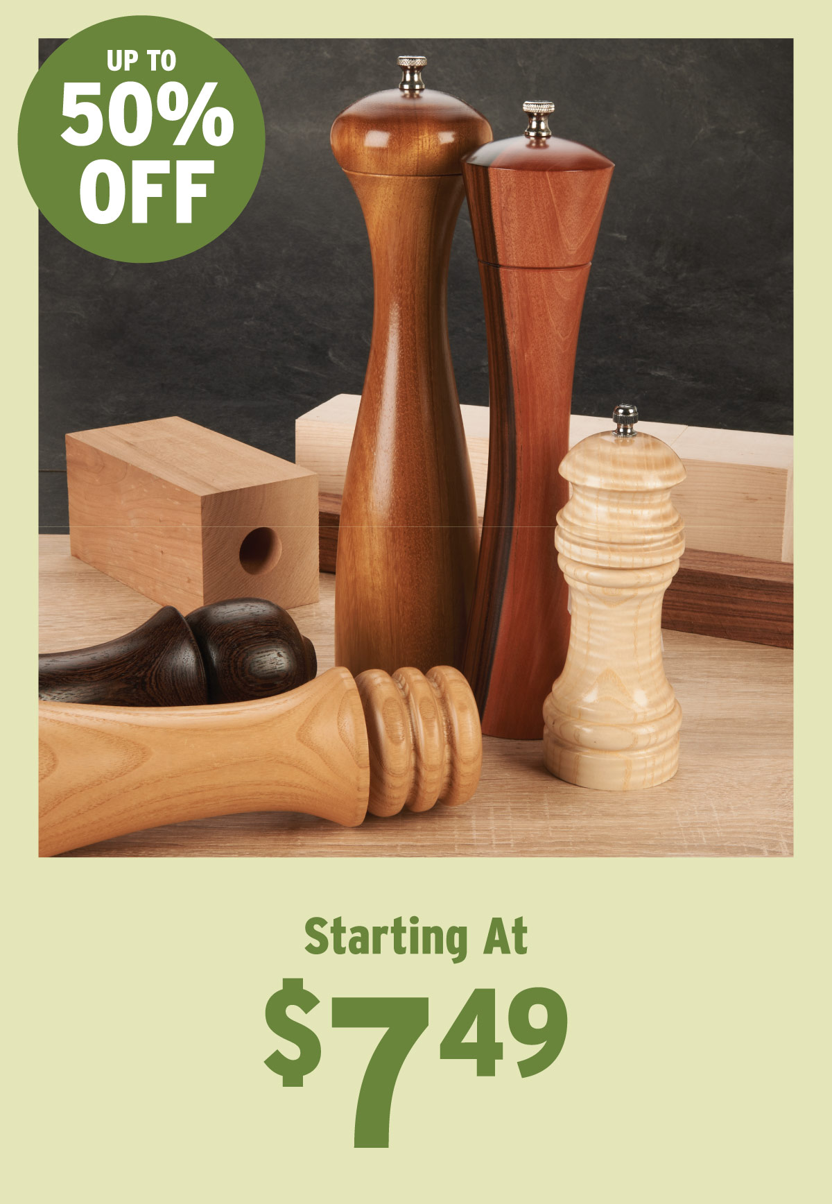 Starting At $7.49 WoodRiver Salt or Pepper Mill Grinder Mechanism Turning Kits
