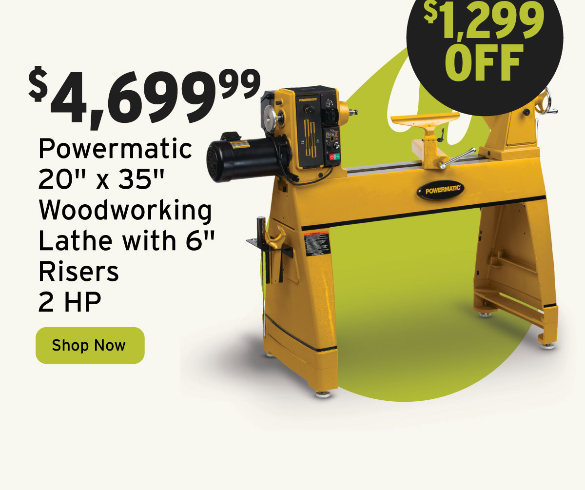 $1,299 Off Powermatic 20" x 35" Woodworking Lathe with 6" Risers - 2 HP 1 Ph 220V - 3520C
