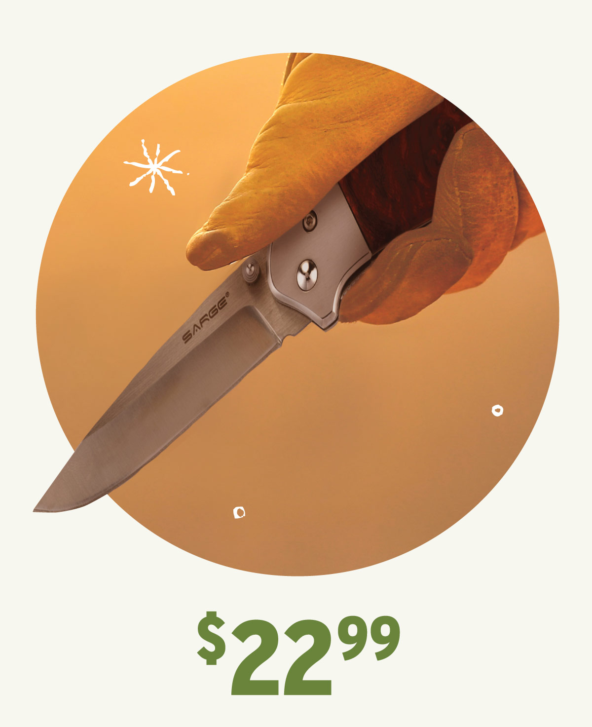 $22.99 Sarge Liner Lock Pocketknife for Hunting and Fishing - 7-7/8" - Unfinished Kit Item #153377 Model SK-405KIT