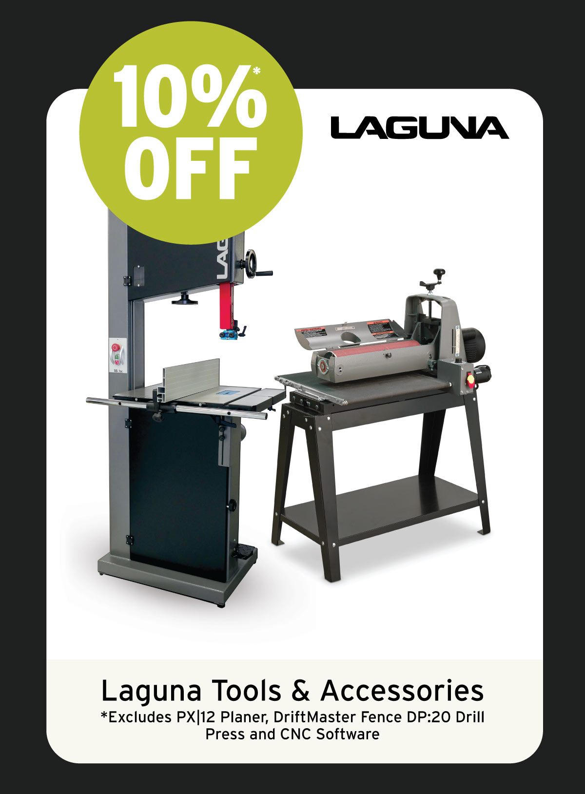 10% Off Laguna Tools & Accessories