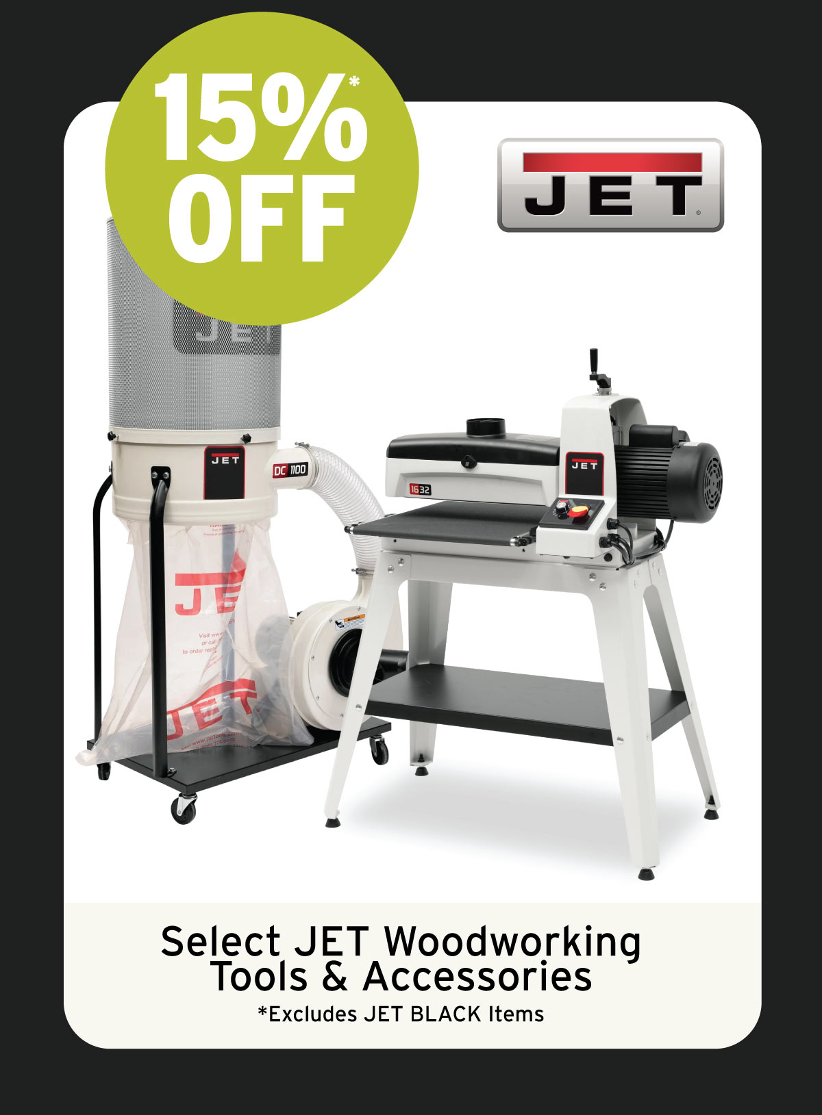 15% Off Jet Woodworking Tools & Accessories
