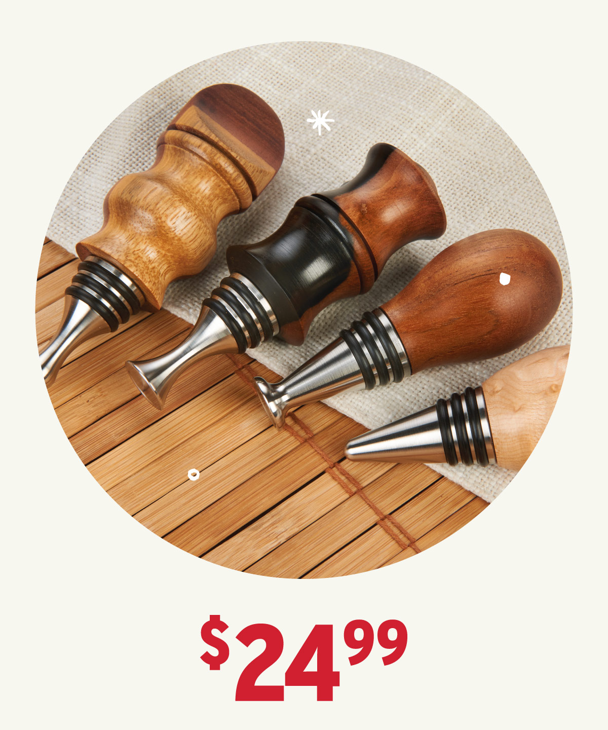 Stainless Bottle Stoppers Bottle Stopper Turning Kit - Stainless Steel - 5 Piece Item