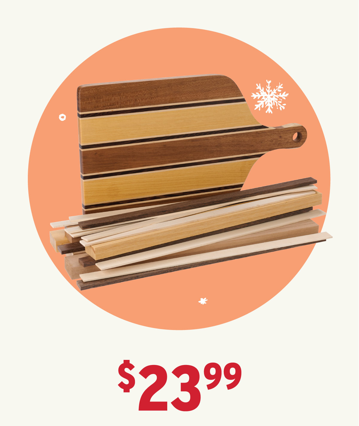 Woodcraft Woodshop Road Runner Cutting Board Kit - 3/4" x 9-1/2" x 16" - Canalete, Kimboto, Maple, & Wenge