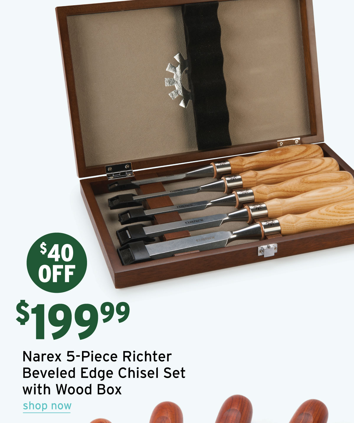 Narex Richter Beveled Edge Chisel Set with Wood Box - 5 Piece