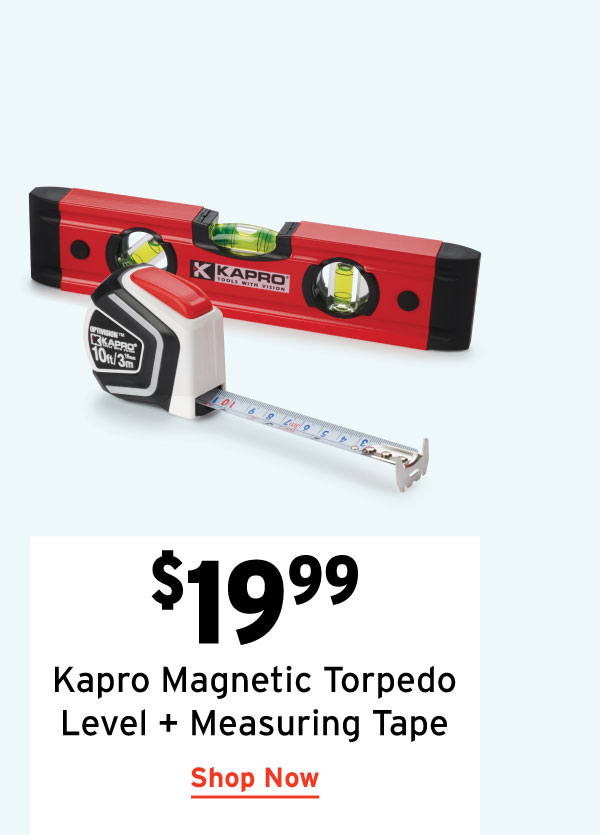 KAPRO 779T 9" Magnetic Torpedo Level and 510 10' Measuring Tape Set