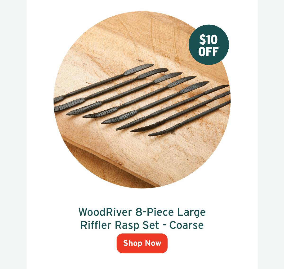 WoodRiver Large Riffler Rasp Set - Coarse - 8 Piece