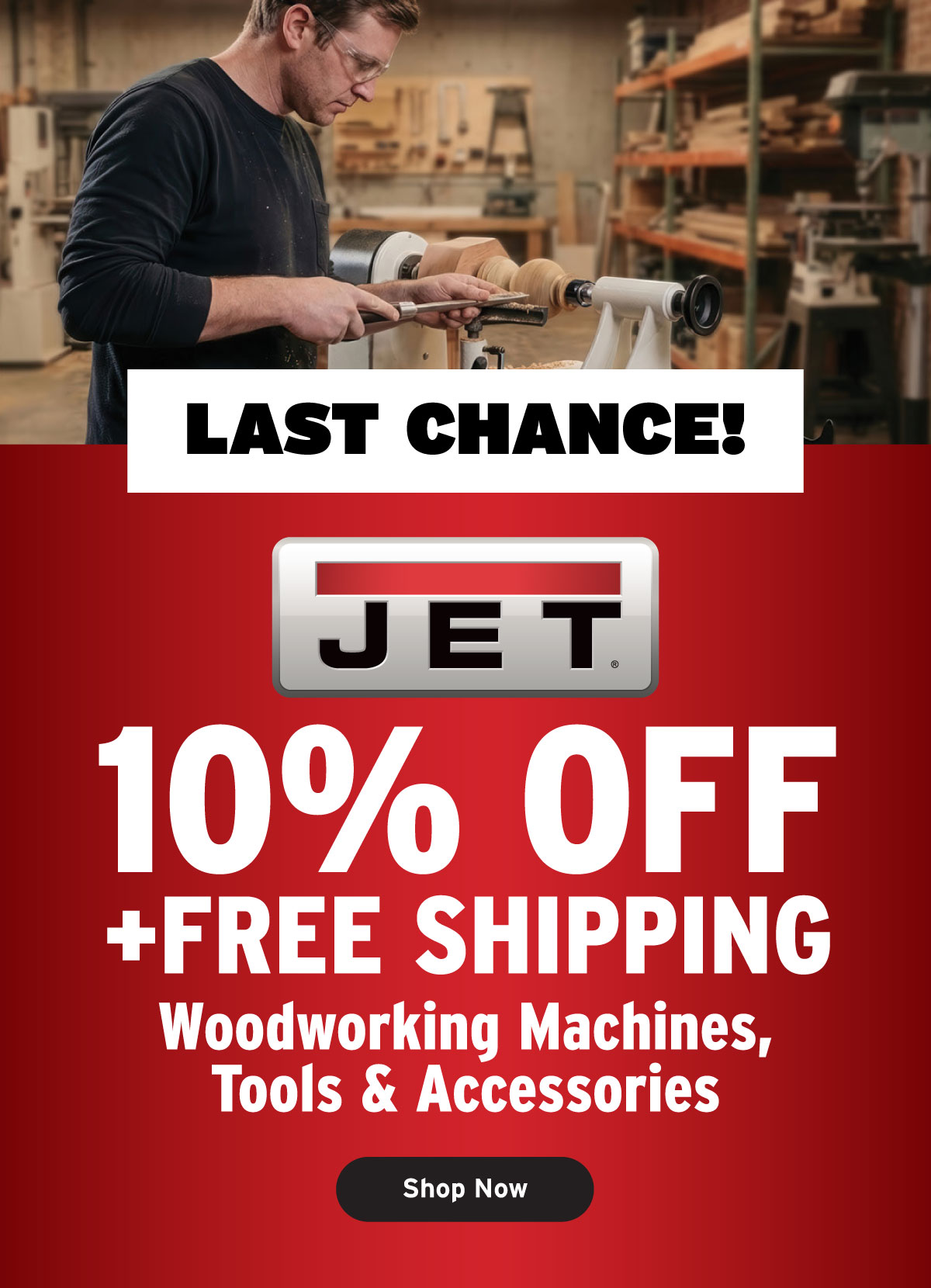 10% Off + Free Shipping Jet Woodworking Tools & Accessories
