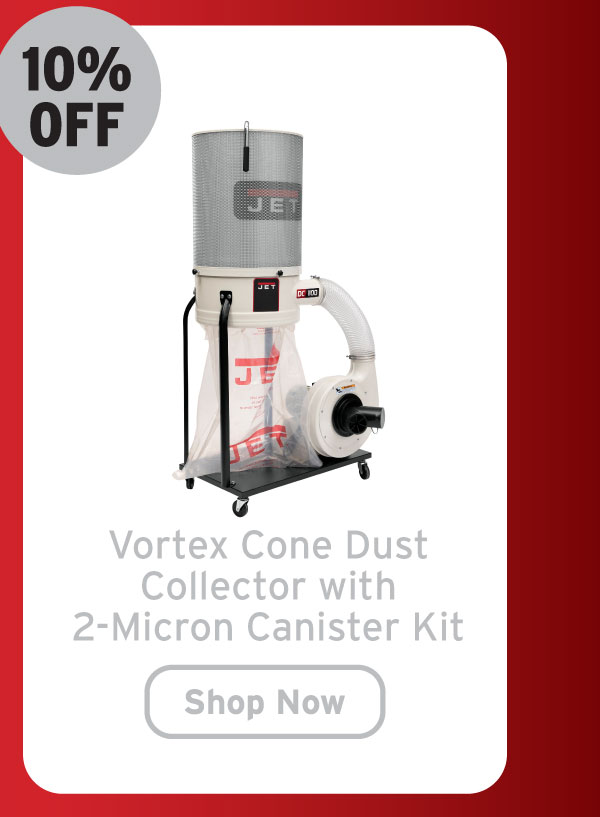 Jet Vortex Cone Dust Collector with 2-Micron Canister Kit - 1-1/2 HP 1 Ph 115/230V - DC-1100VX-CK
