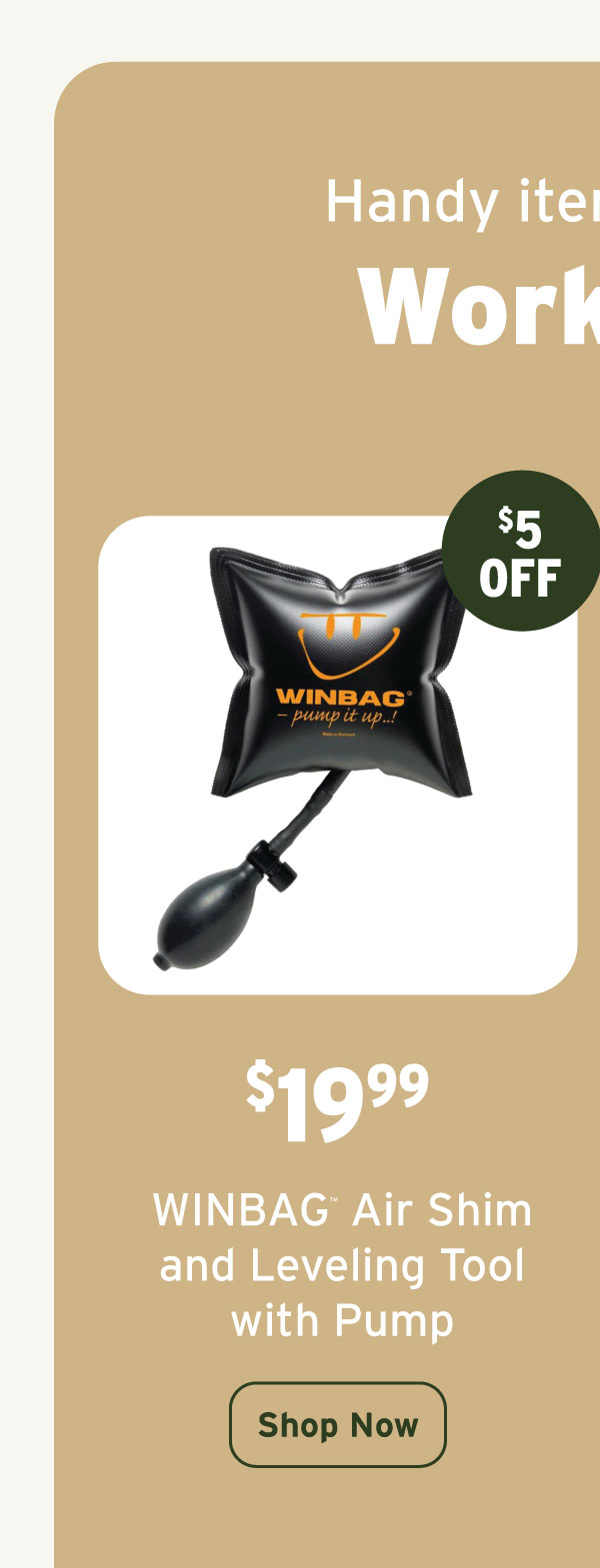 Red Horse USA WINBAG Air Shim and Leveling Tool with Pump - 300 lb. Capacity